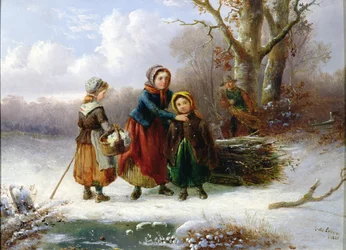 冬の風景の中の3人の女の子、1865（98604のペア）
